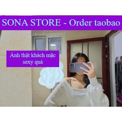 Áo len croptop tay dài, Áo len cổ v, Hàng quảng châu cao cấp, SONA STORE