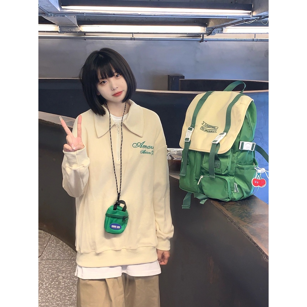 Áo Thun polo Dài Tay Phong Cách Nhật Bản Năng Động Trẻ Trung Dành Cho Nữ