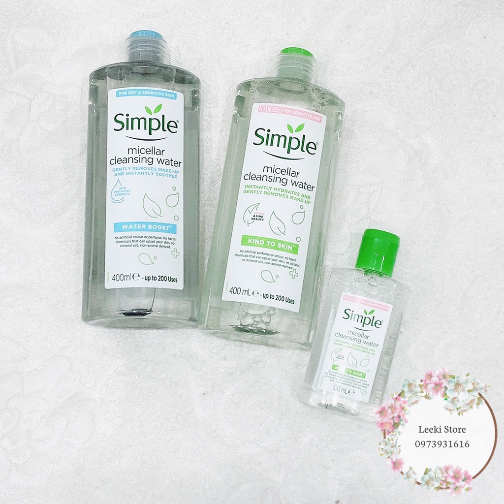 Nước Tẩy Trang Lành Tính, Dưỡng Ẩm Cho Da Simple Kind To Skin Micellar Cleansing