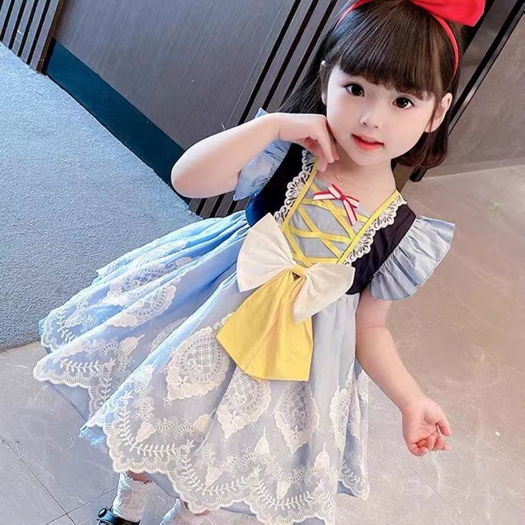 Disney Đầm Công Chúa Barbie Màu Trắng Thời Trang Mùa Hè Phong Cách Lolita Cho Bé Gái