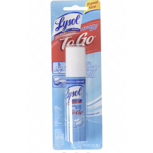 Xịt khử trùng Lysol Disinfectant Spray to Go, Crisp Linen, 1 Ounce Mỹ