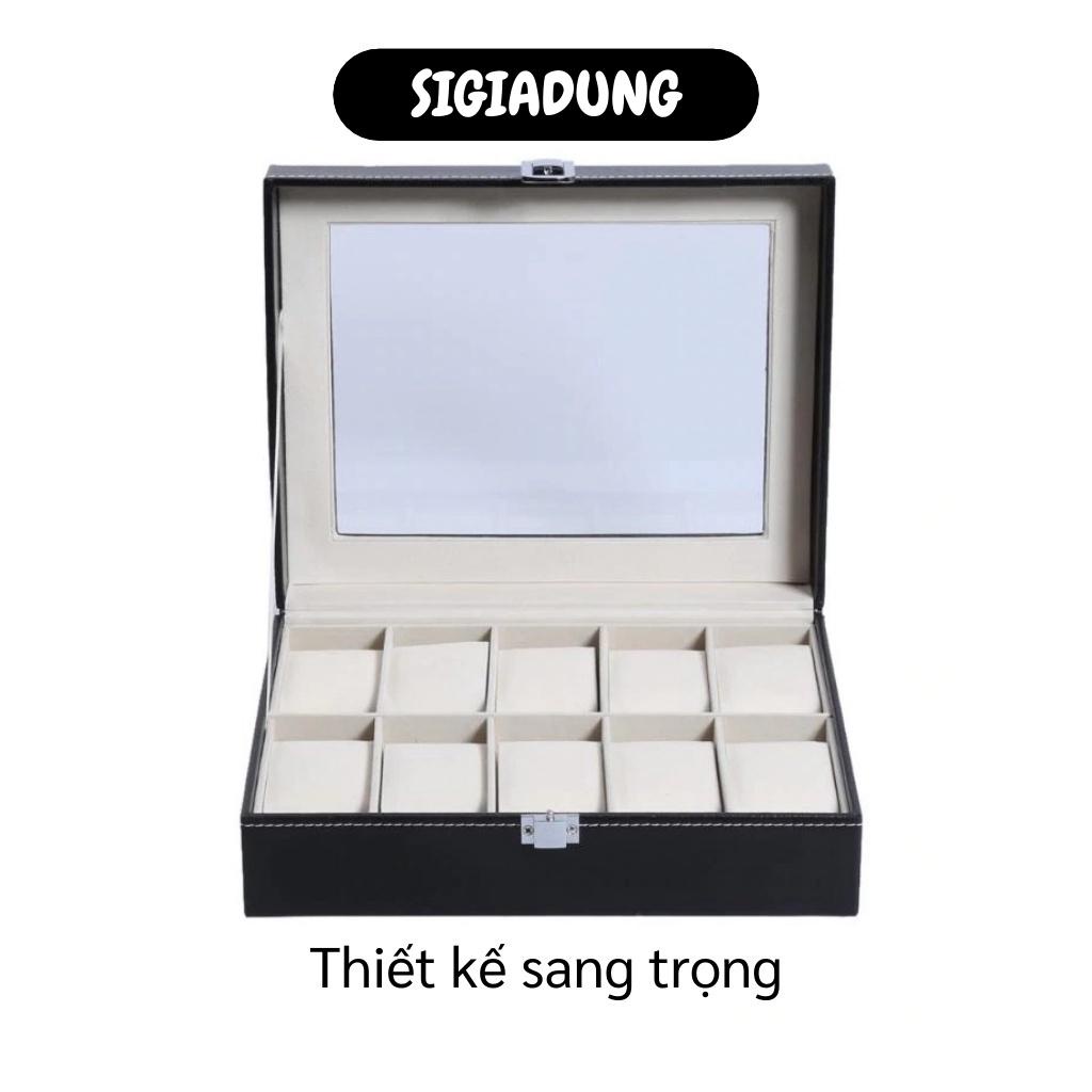 GIÁ SỈ Hộp đựng đồng hồ 10 ngăn tiện lợi, các thanh ngăn dễ dàng lấy ra để vệ sinh,lau chùi hộp 8748