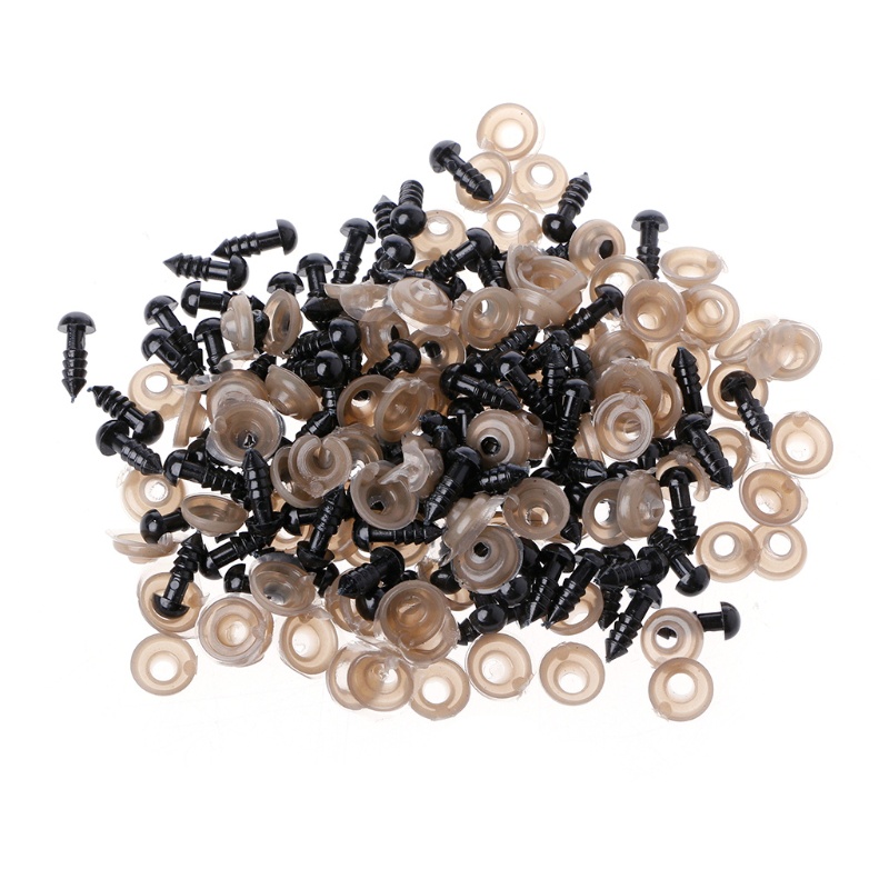 Set 100 Mắt Nhựa Màu Đen An Toàn Cho Búp Bê