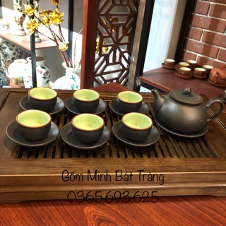 Bộ ấm chén tử sa - báo xám ganh