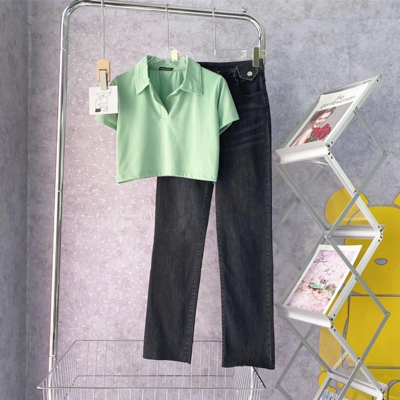 Quần Bò Jeans Ống Suông Túi Nắp Chất Denmin jeans L1 Ảnh Thật