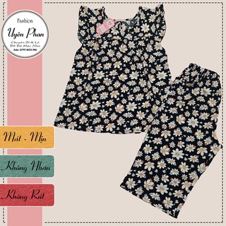 Đồ bộ lửng hoa cúc Lụa Hàn Châu - Do bo mac nha uyen phan fashion