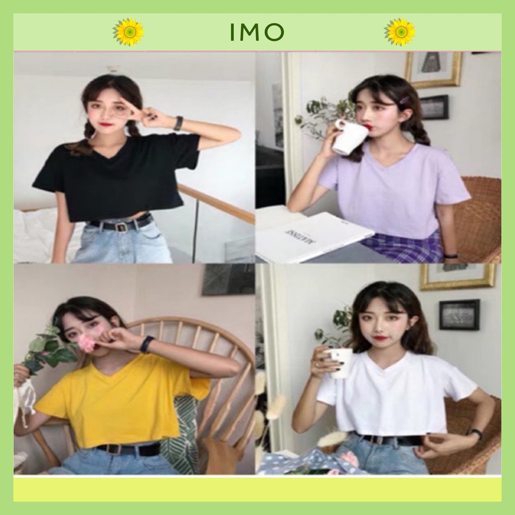 Croptop - Áo Croptop trơn cổ tim chất cotton 100% - IMOstore 1hitshop vanmelo tabistore