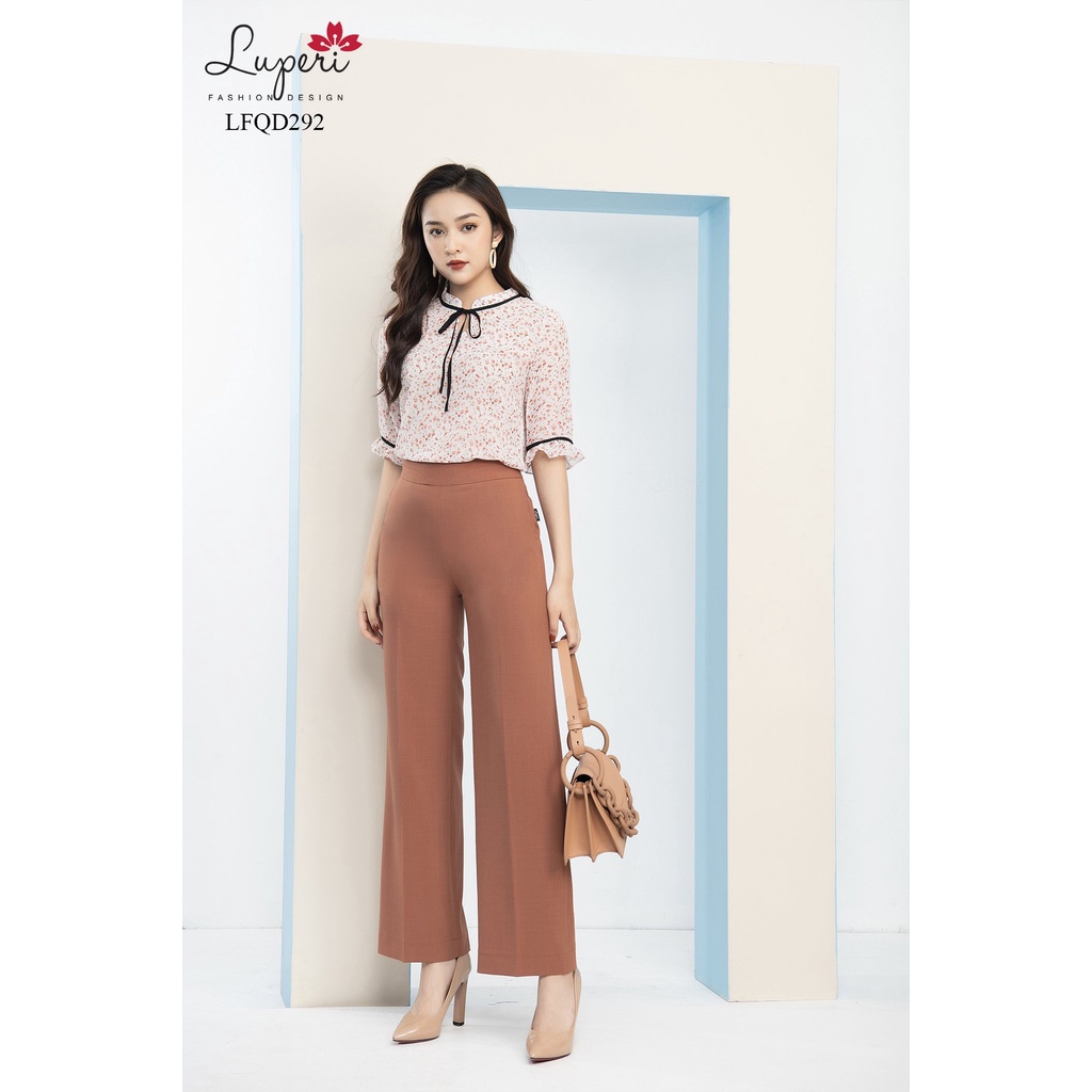 Quần Ống Suông Nữ Lưng Cao Luperi LFQD292 khóa sườn lưng cao gen bụng chất trượt lạnh co giãn không nhăn mát mềm