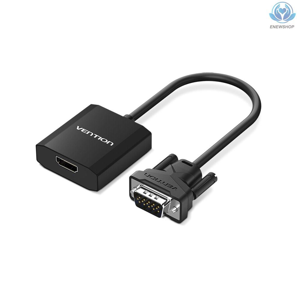 【enew】VENTION VGA to HD Adapter with Audio Port 1080P HD Coverter Adapter Cable for Laptop PC Connect TV /Projector 0.15m (Black)