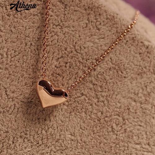ATH_Elegant Women Lady Simple Design Gold Tone Chain Heart Love Pendant Necklace