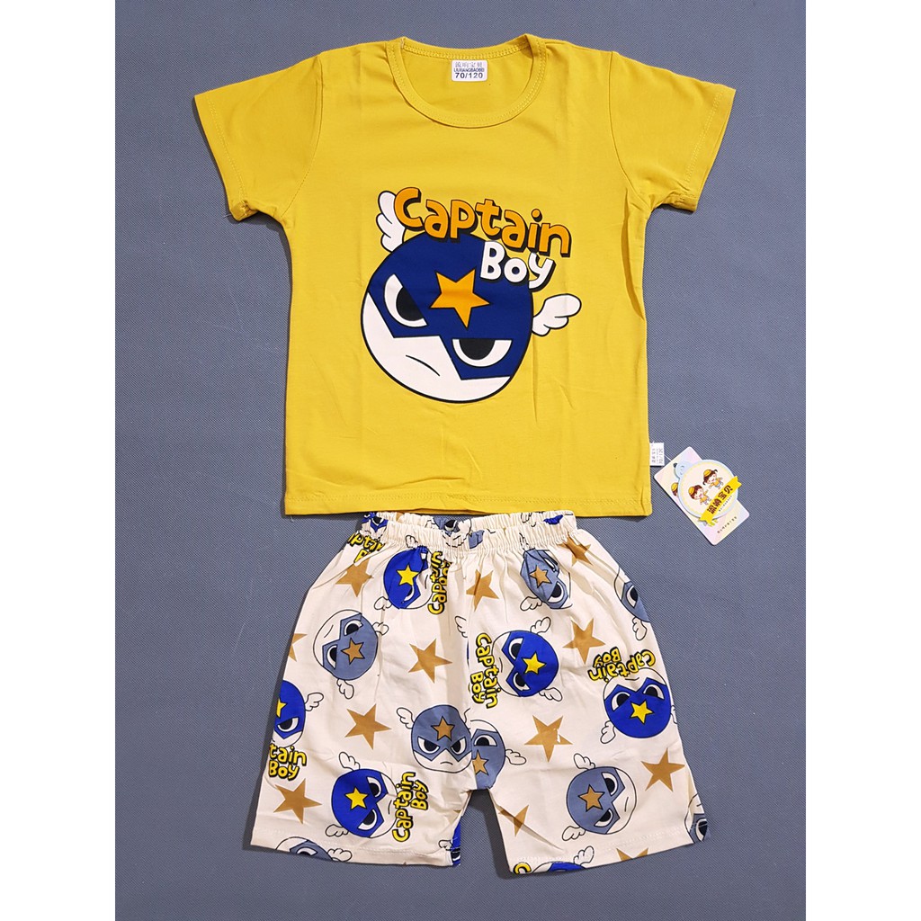 Bộ áo thun cotton mát mẻ in đội trưởng mỹ captain boy siêu cute