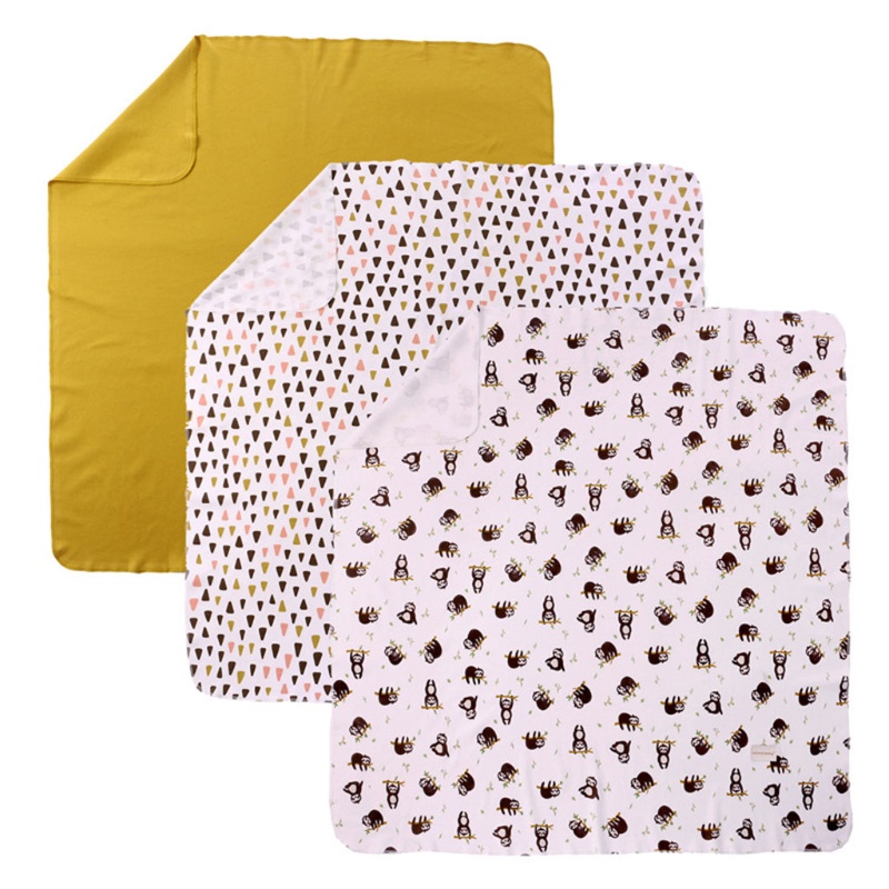 Bộ 3 Chăn Quấn 90x90cm Bằng Cotton Nguyên Chất Cho Bé Sơ Sinh