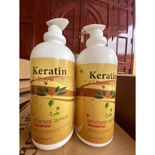 ️CẶP DẦU GỘI - XẢ KERATIN COLLAGE Cung cấp độ ẩm cho tóc, tạo thành màng mỏng để bảo vệ tóc khỏi tác hại
