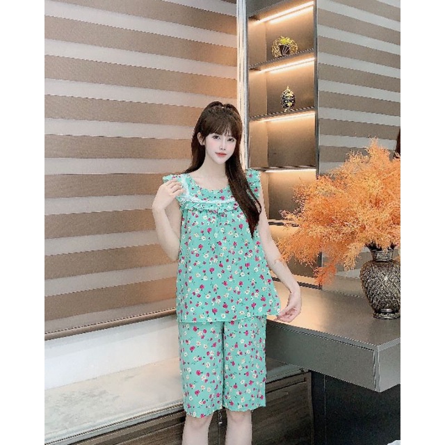 [3 size 46-70kg] Đồ bộ LỤA BÔNG PHỐI REN VUÔNG CỔ MỀM MÁT DỄ THƯƠNG thời trang