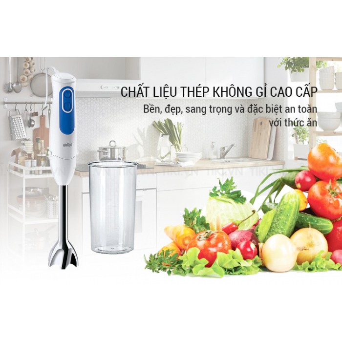 Máy xay cầm tay Braun MQ3000+ Smoothie-Chất lượng Đức-Công suất 700W,đầu xay bằng nhựa, đa chức năng