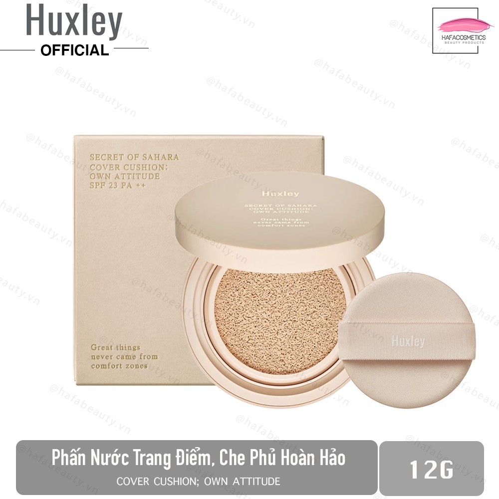 Phấn nước che phủ khuyến điểm hoàn hào Huxley Cover Cushion; Own Attitude SPF23 PA++