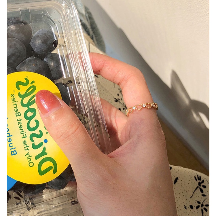 Nhẫn Đính Đá Zircon Hình Trái Tim Thời Trang Cho Nữ