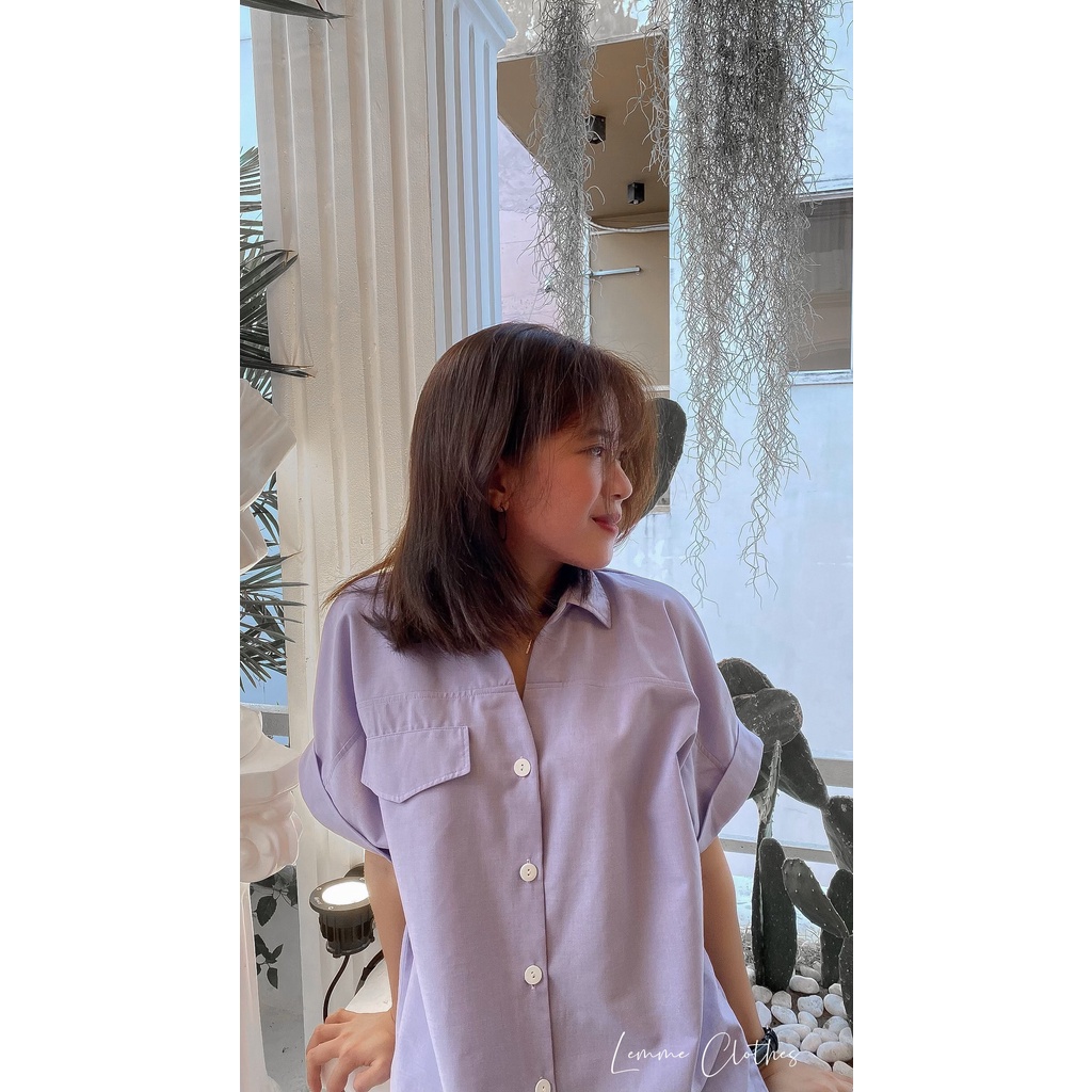 Đầm sơ mi tay ngắn-fom rộng xẻ tà-midi dressD120413 | BigBuy360 - bigbuy360.vn