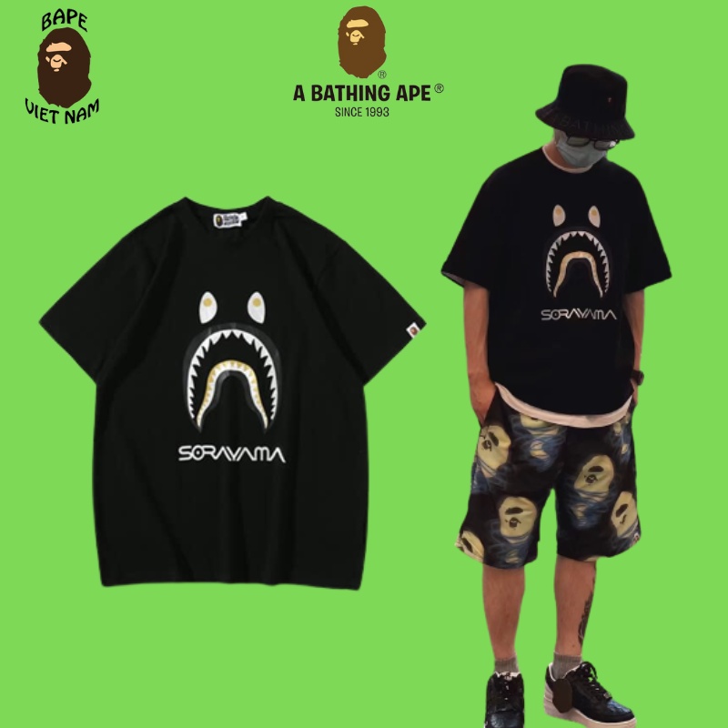Áo Tee Bape x Sorayama , Áo Thun Bape Shark Cá mập, chất liệu Cotton, màu đen BapeVN