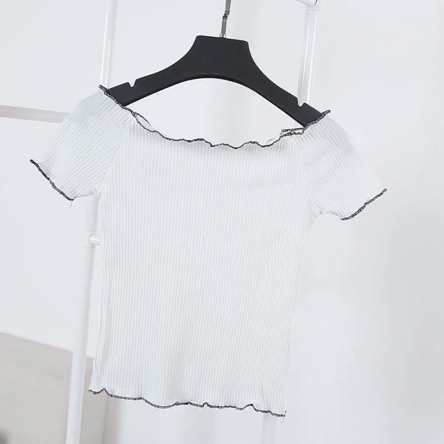 A2. Áo trễ vai thun gân cuốn biên