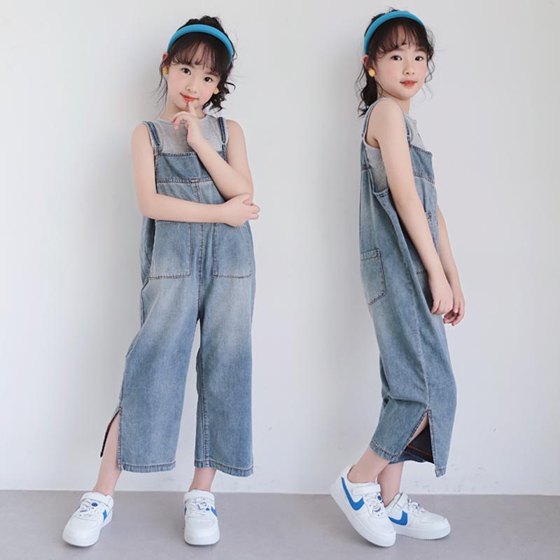 Set Áo Quần Yếm Denim Thời Trang Mùa Hè Mới 2022 Cho Bé Gái