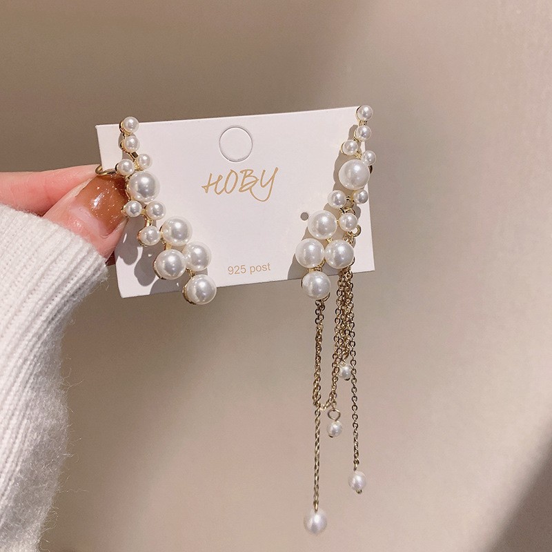 Bông Tai Ngọc Trai Thời Trang Kiểu Bất Đối Xứng Cho Nữ