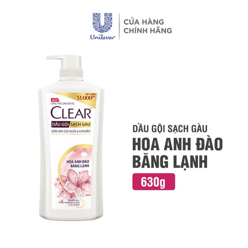 Dầu gội Clear bạc hà/ hoa anh đào 630g