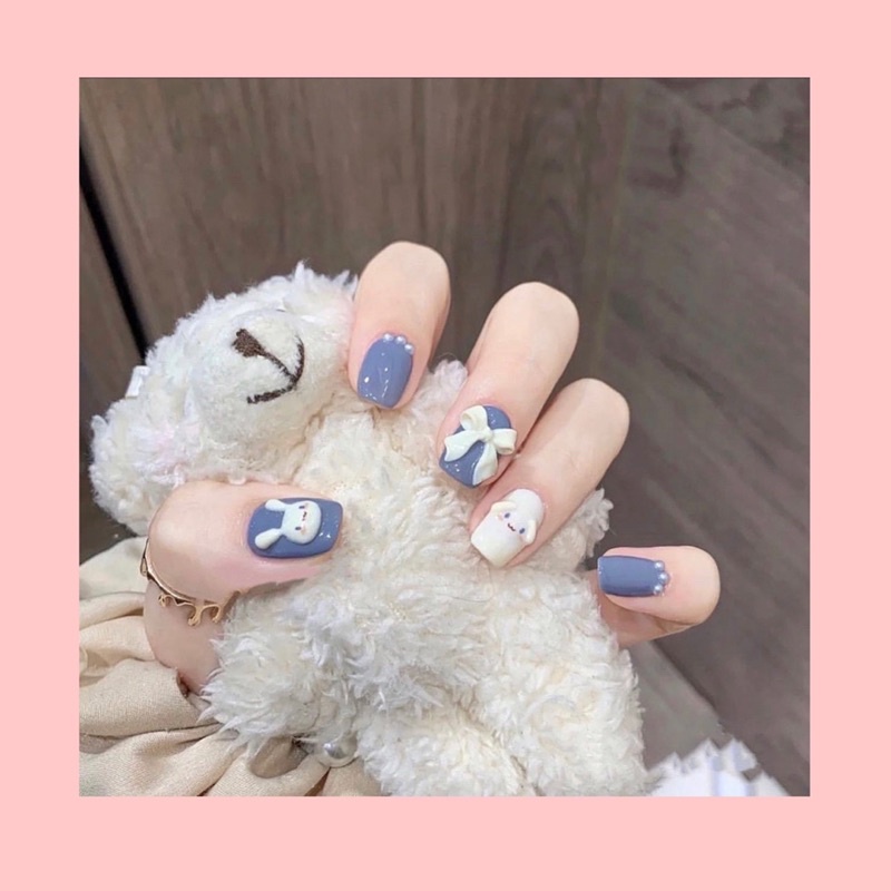 Móng up nailbox thỏ & nơ tím