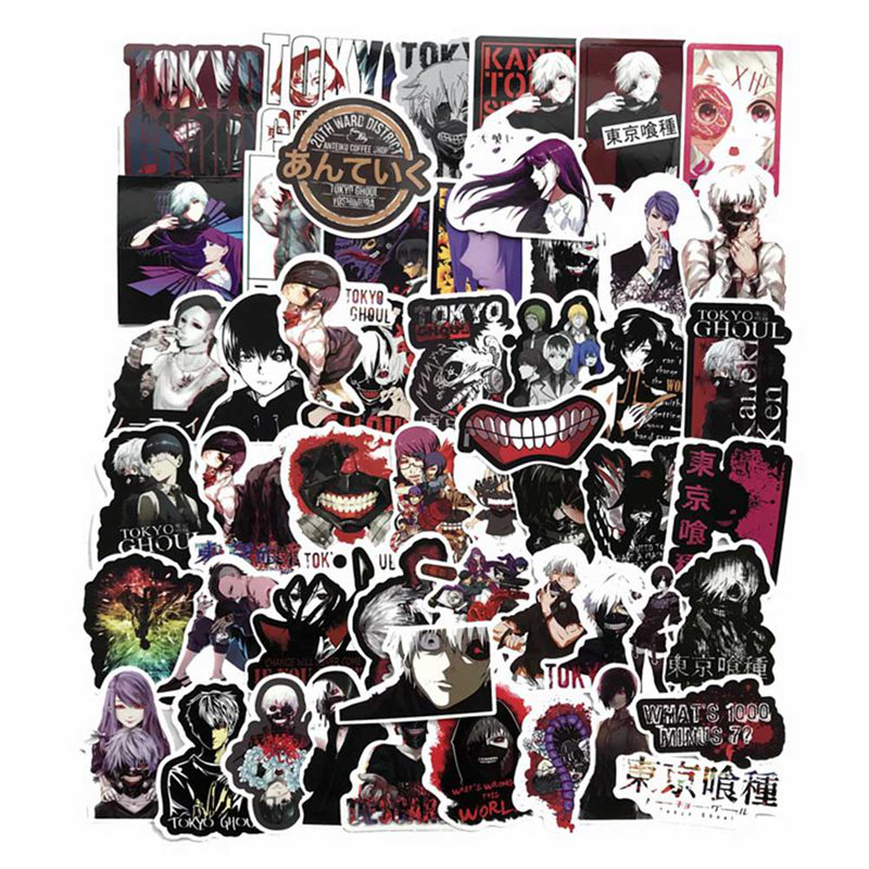 flowersqueen Set 52 Nhãn Dán Trang Trí Hình Nhân Vật Hoạt Hình Tokyo Ghoul