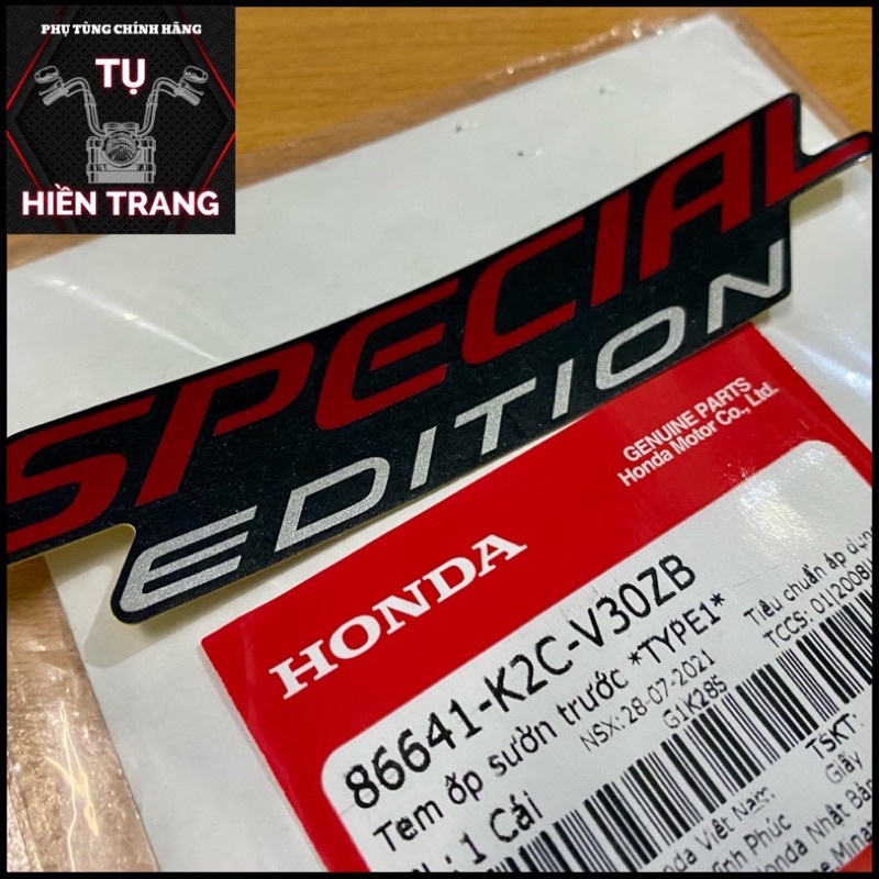 TEM CHỮ SPECIAL EDITION MÀU ĐỎ ĐEN/XÁM XANH ZIN VISION CÁ TÍNH 2021 CHÍNH HÃNG HONDA-GIÁ 1 TEM