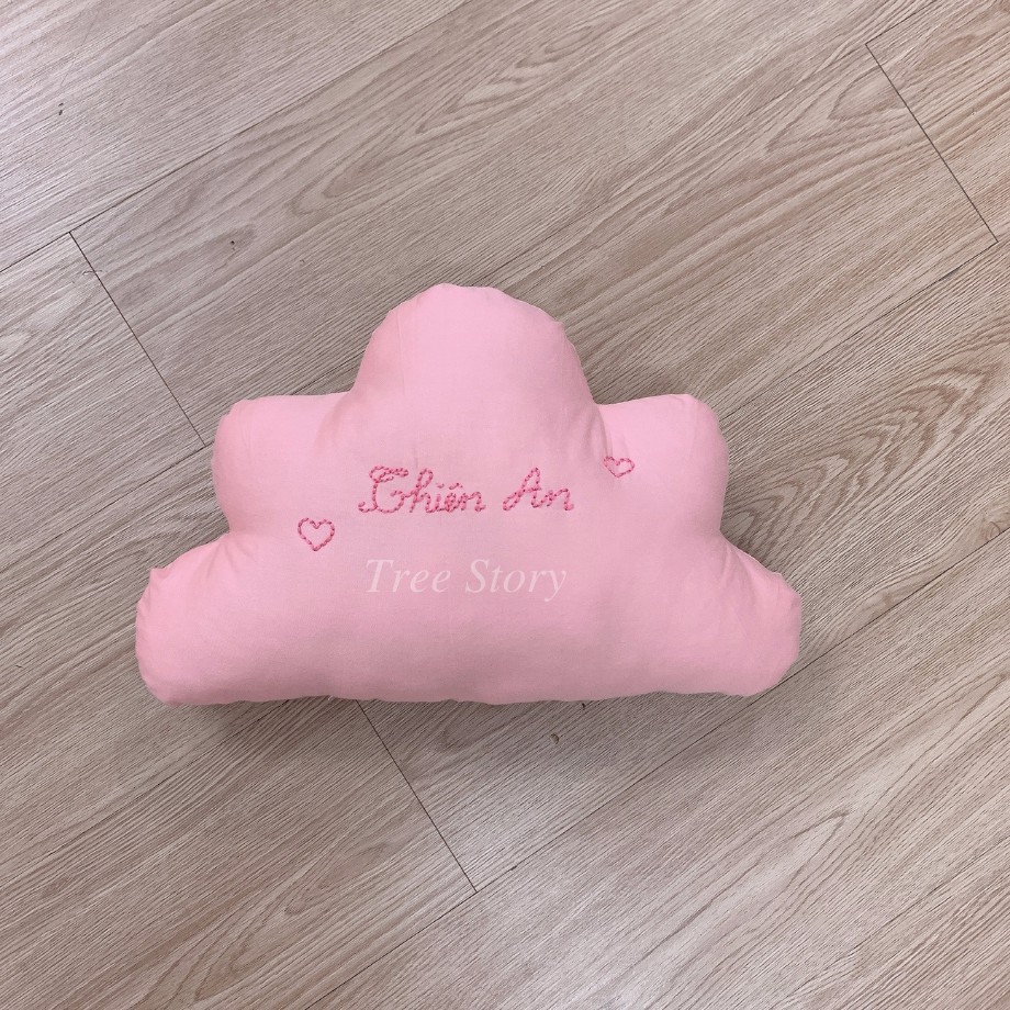 Combo nôi xoắn, gối chặn và gối mây thêu tên cho bé Tree Story