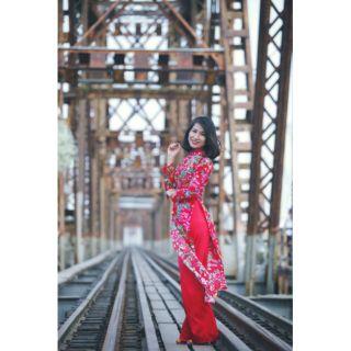 Áo dài con công cho mẹ