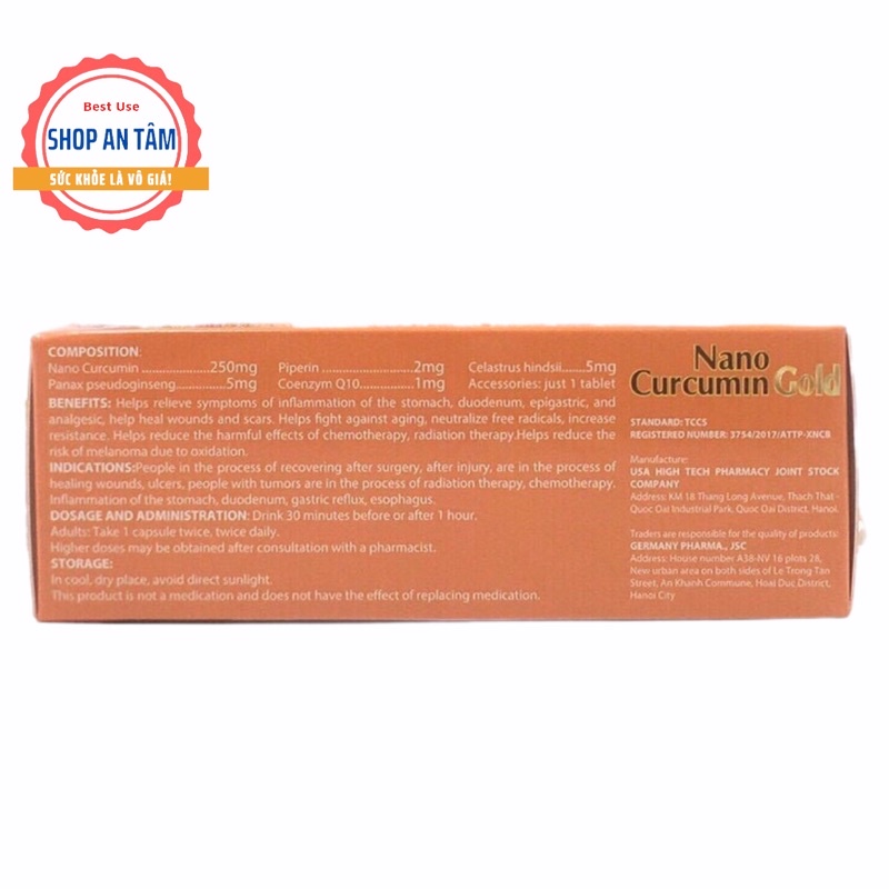 Nano Curcumin Gold  Giúp làm giảm các triệu chứng viêm đau dạ dày, tá tràng