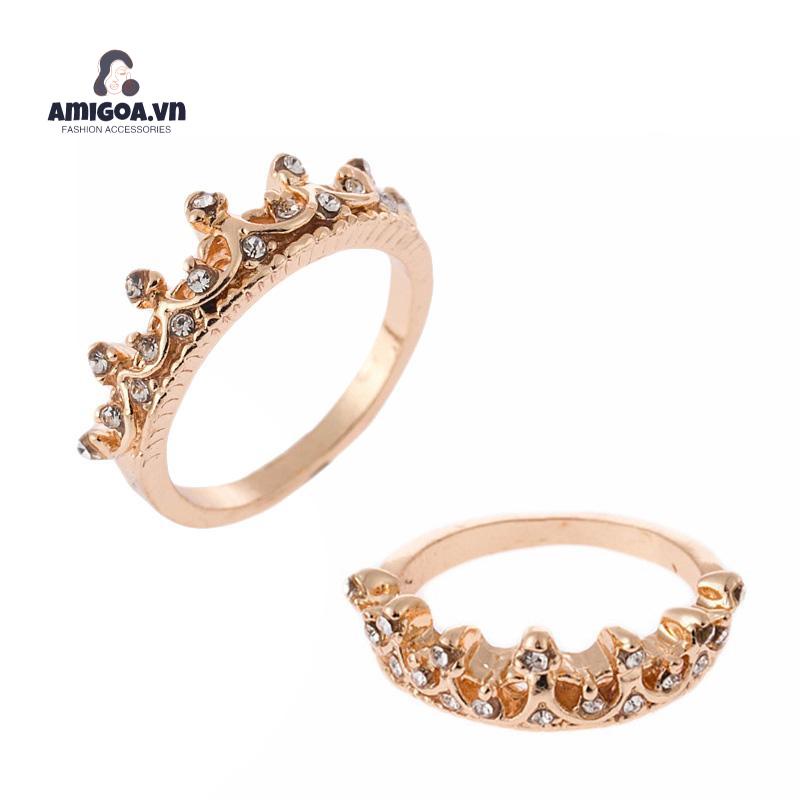 ✨✨Nhẫn Hình Vương Miện Đính Đá Thời Trang Cho Nữ