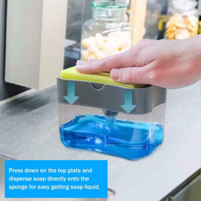 Hộp đựng nước rửa chén trong suốt dạng nhấn tiện lợi