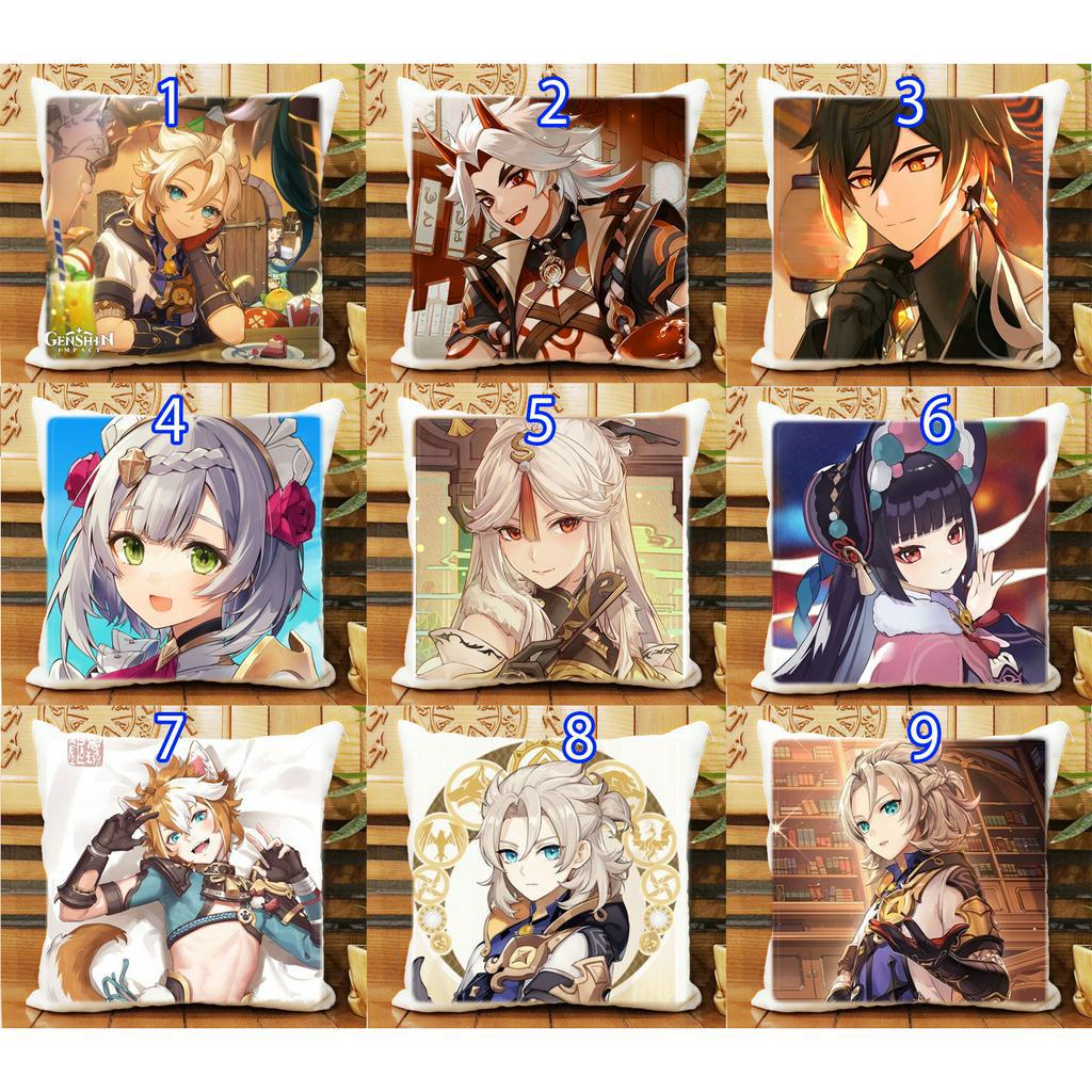 Gối in hình Zhongli  Albedo Arataki Itto Gorou Ningguang Noelle Yun Jin MA081393 gối vuông