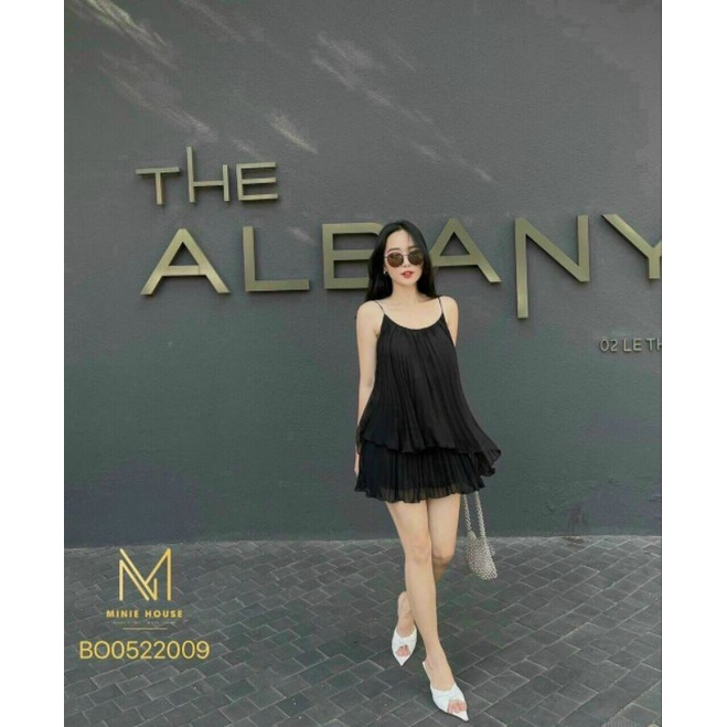 Set Lụa Dập Ly Áo Hai Dây Babydoll Và Chân Váy Xòe - Form Rộng Thoải Mái - Tiểu Thư Bánh Bèo Cute