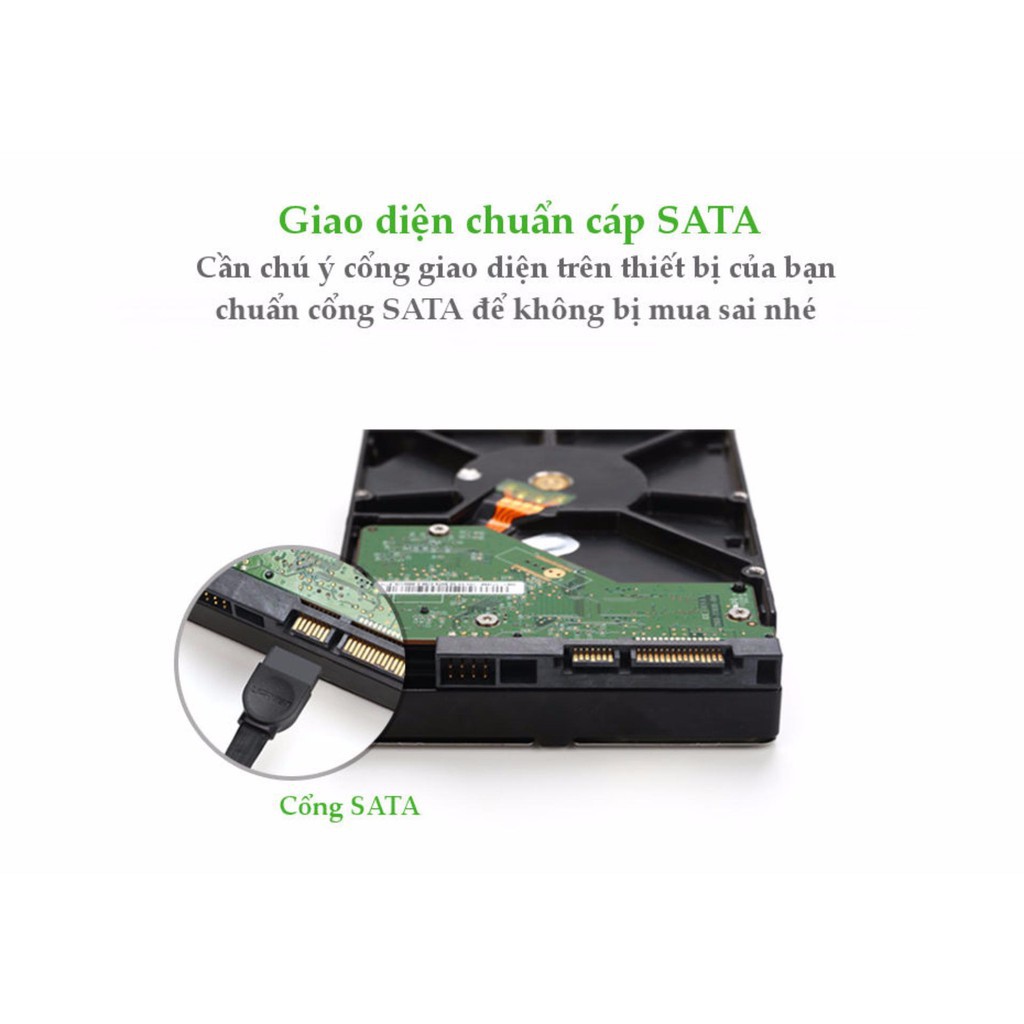 Cáp SATA 3.0 đầu thẳng truyền tốc độ cao 6Gb/s dài 0.5m UGREEN US217 30796 - Hàng Chính Hãng