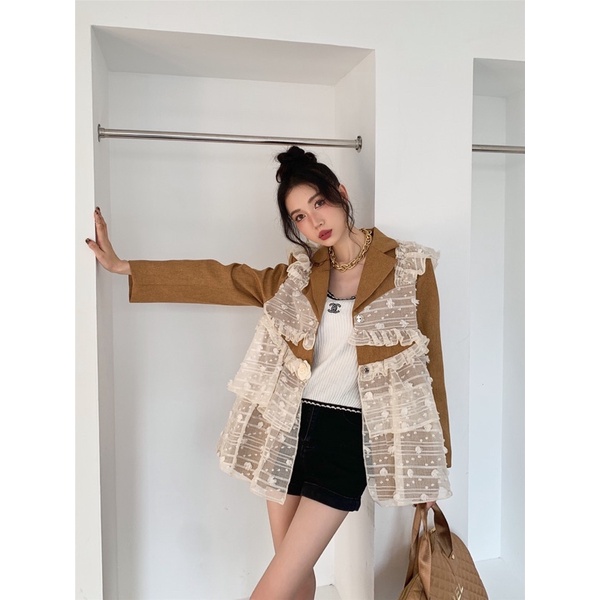 Áo vest phối ren tầng xoè koreastyle