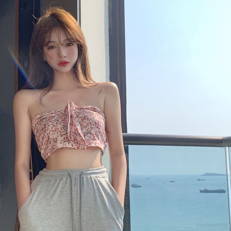 Áo Ống Hở Vai In Họa Tiết Phong Cách Hàn Quốc