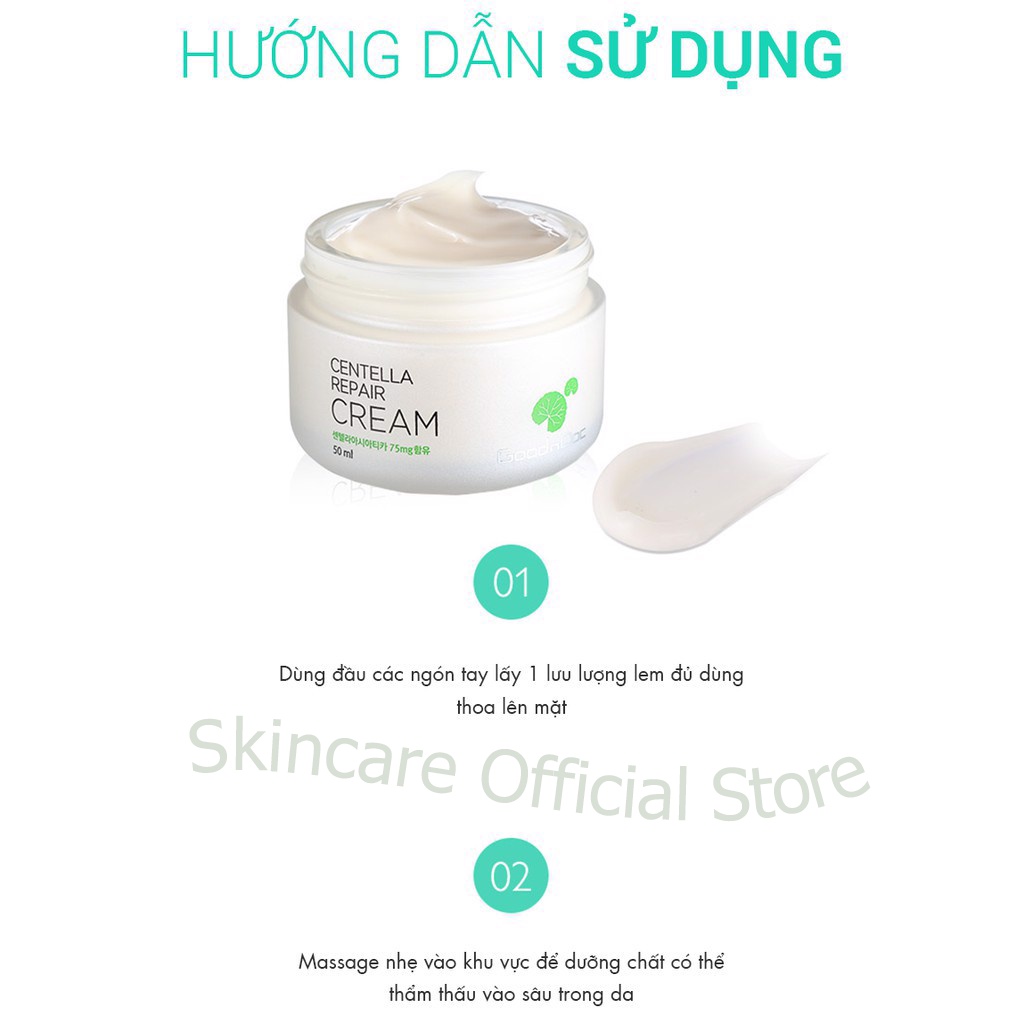 GoodnDoc Kem rau má Dưỡng Ẩm Phục Hồi Da GoodnDoc Centella Repair Cream (Nhập khẩu chính hãng)