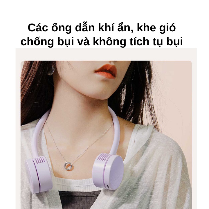 Quạt đeo cổ di động khung dẻo êm xoắn 360 độ