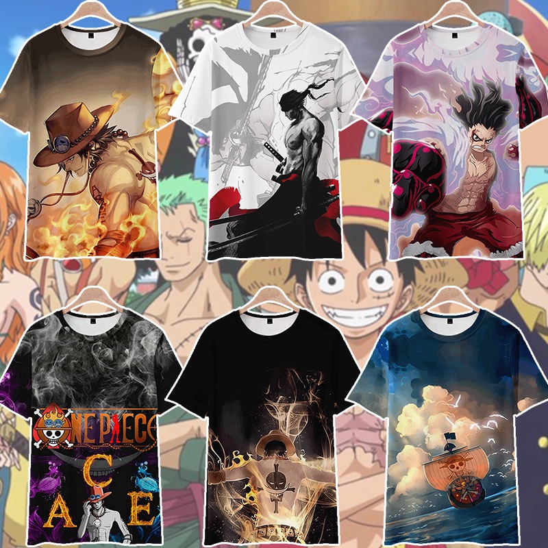 Áo Thun Ngắn Tay In Hình Nhân Vật Anime One Piece Cá Tính Cho Nam