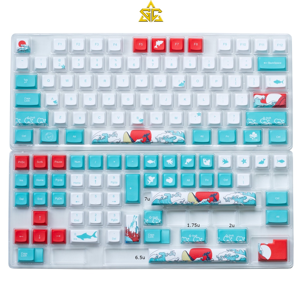 Keycap Coral Sea XDA Thick PBT 128 nút