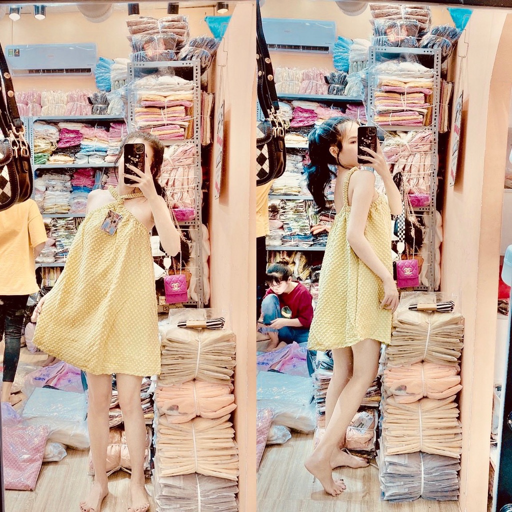 Đầm babydoll xốp dây chéo cổ