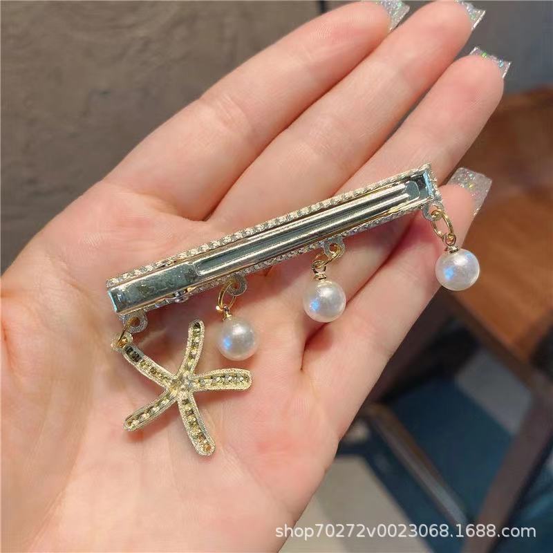 Kẹp Tóc Hình Cánh Hoa Đính Ngọc Trai Giả Bằng Kim Loại Thời Trang 2022 Cho Nữ