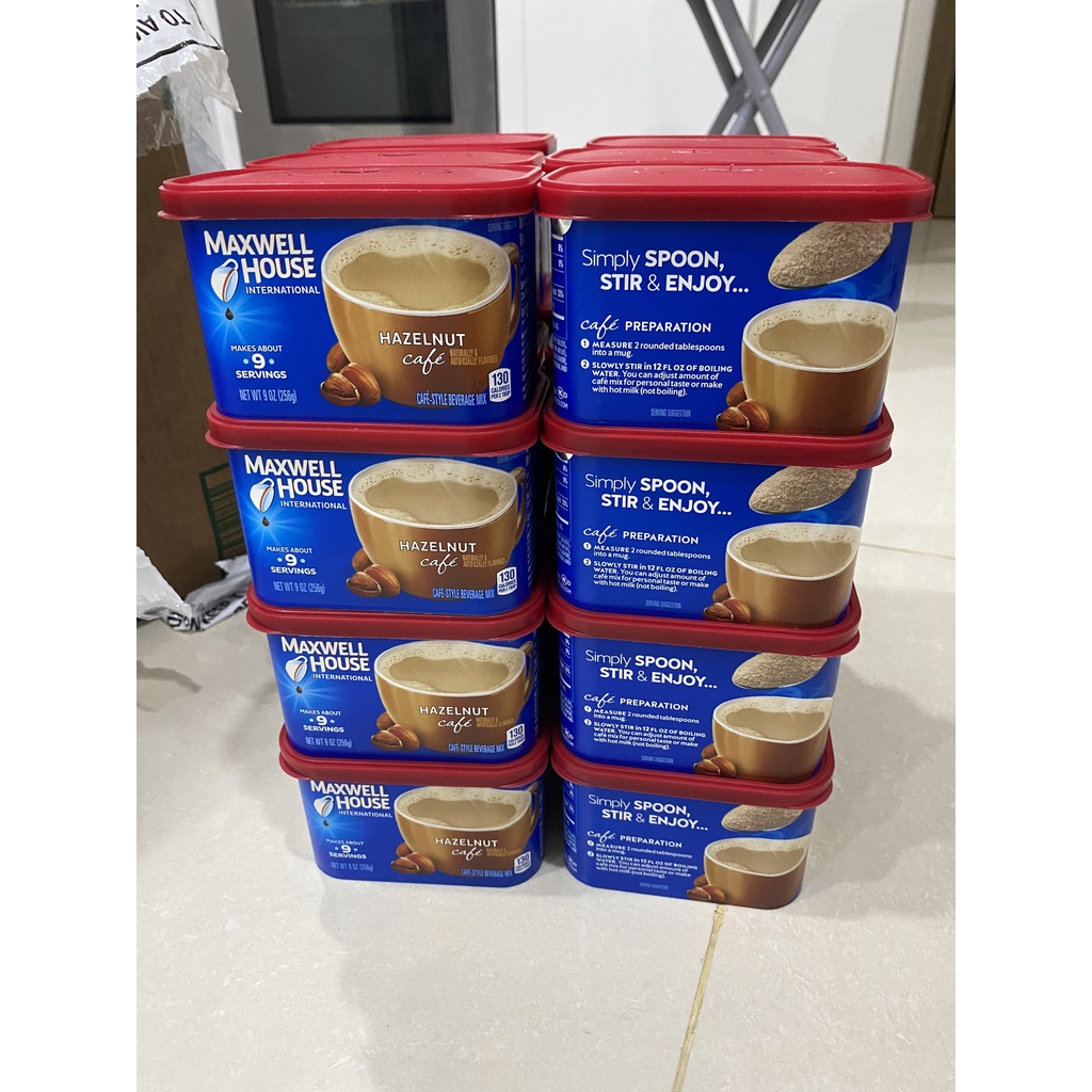 [Hàng Mỹ đi Air] Cà phê hòa tan 3 trong 1 Maxwell House International hương Hazelnut 270g