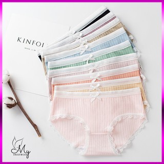 Quần lót nữ quần chíp nữ đồ lót cotton cạp lưới viền ren - QC06