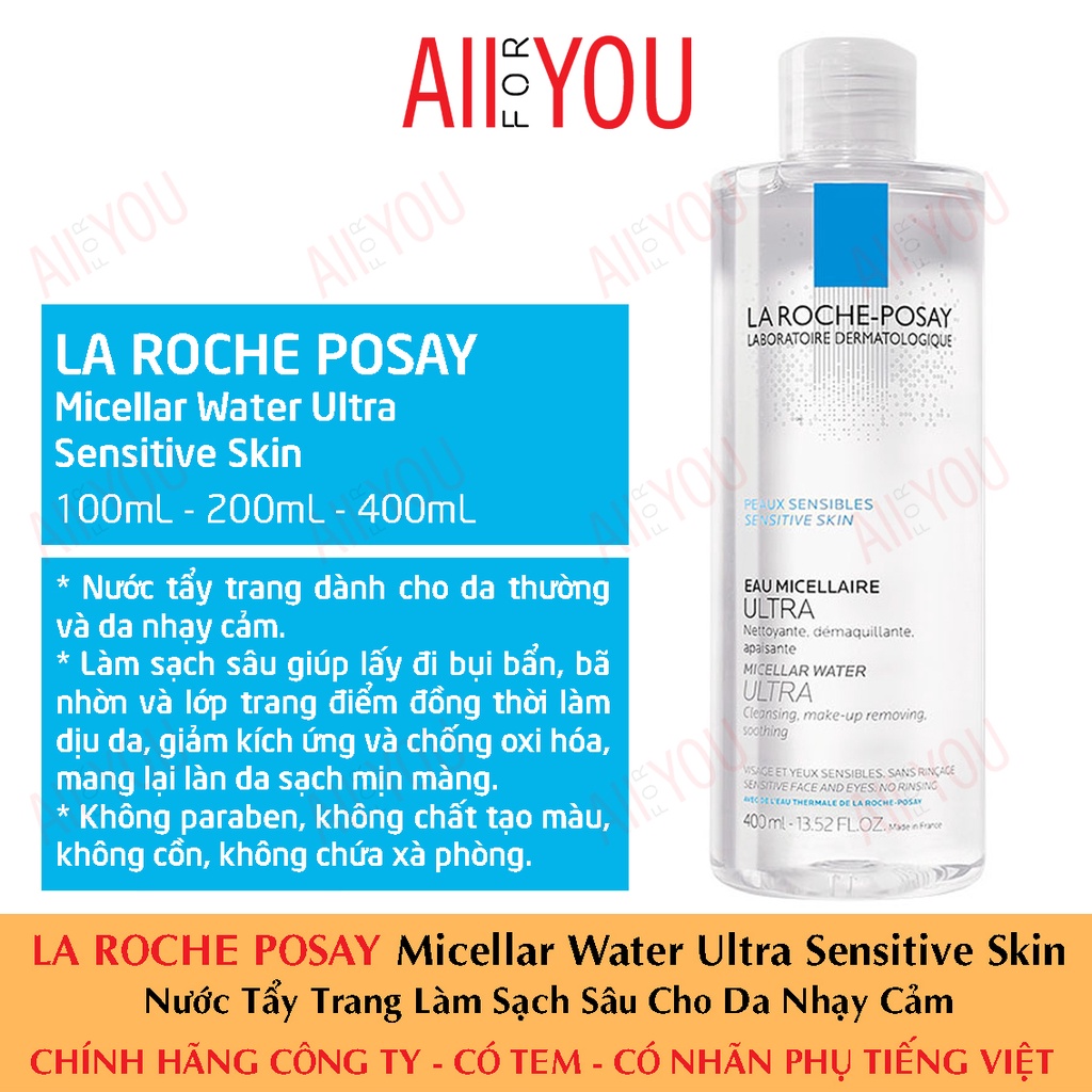 [CHÍNH HÃNG CÓ TEM] La Roche Posay Micellar Water Ultra Sensitive Skin - Nước tẩy trang làm sạch sâu cho da nhạy cảm