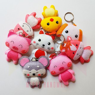 Kit nguyên vật liệu làm móc khóa vải nỉ mẫu 12 con giáp